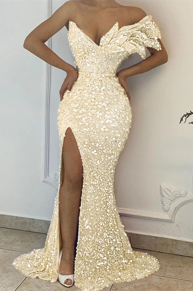 Pretty Lilac  V-Neck Off-The-Shoulder Mermaid Prom Dress