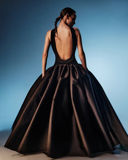 Elegant Sleeveless A-Line High Neck Black Prom Dress