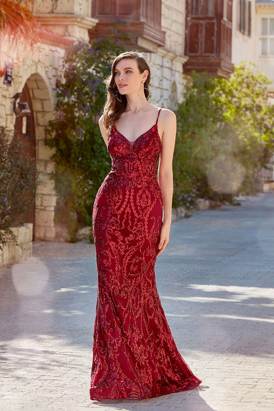 Sleeveless Spaghetti Straps V-Neck Beads Mermaid Prom Dress