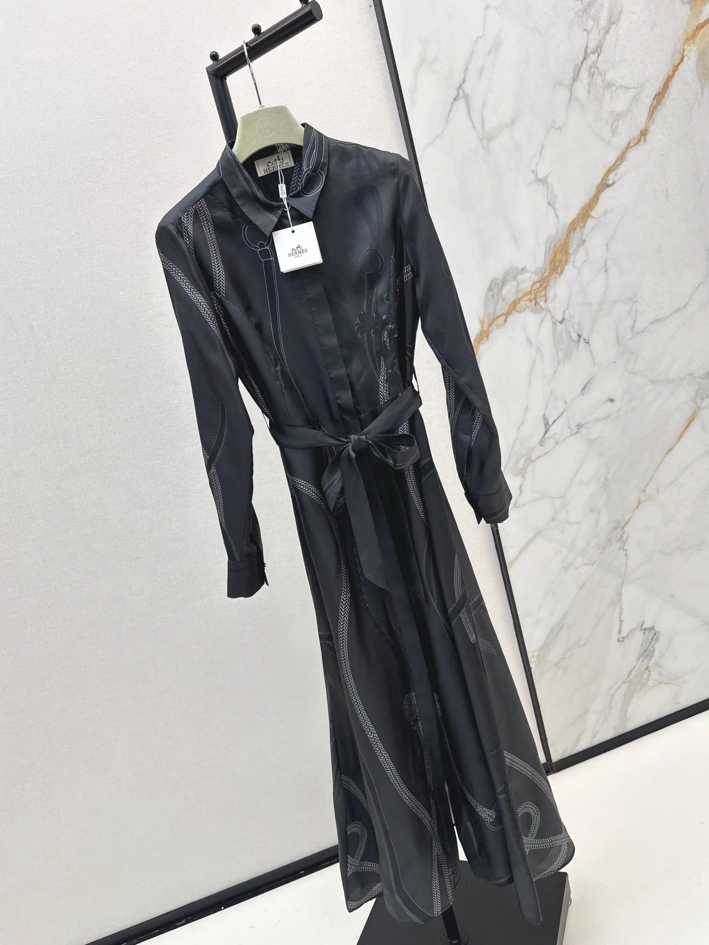 HERMES 25S LONG SILK DRESS 80580