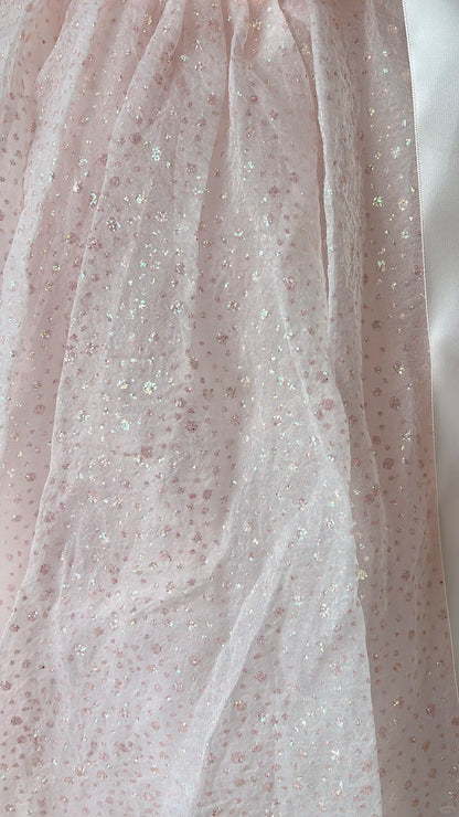 Princess Pink Strapless Bow Sequined Tulle Ball Gown Evening Dress Sweet 16 Dress P4198