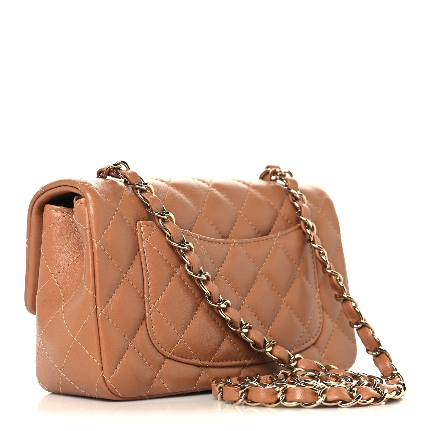 Lambskin Quilted Mini Rectangular Flap Brown
