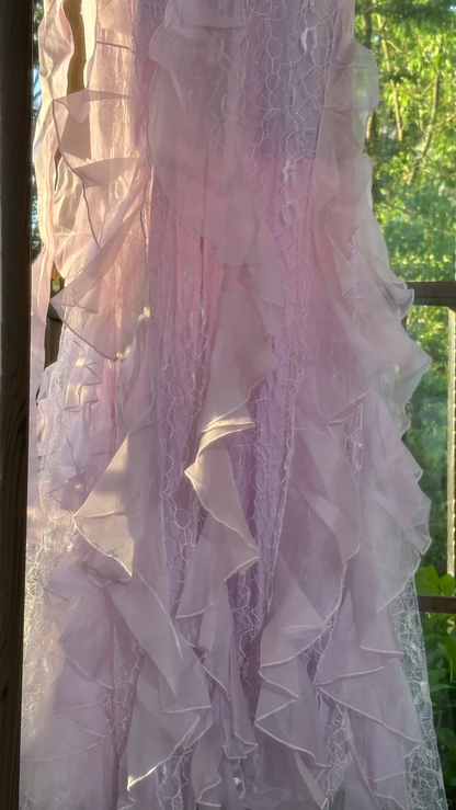 Lilac Romantic Lace Elegant Long Chiffon Ball Gown Party Dress Date Dress SH3431