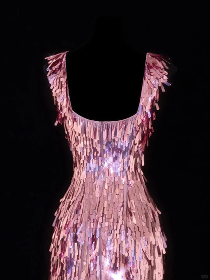 Pretty Sequin Sheath Pink Homecoming Dress Short Prom Dress D421
