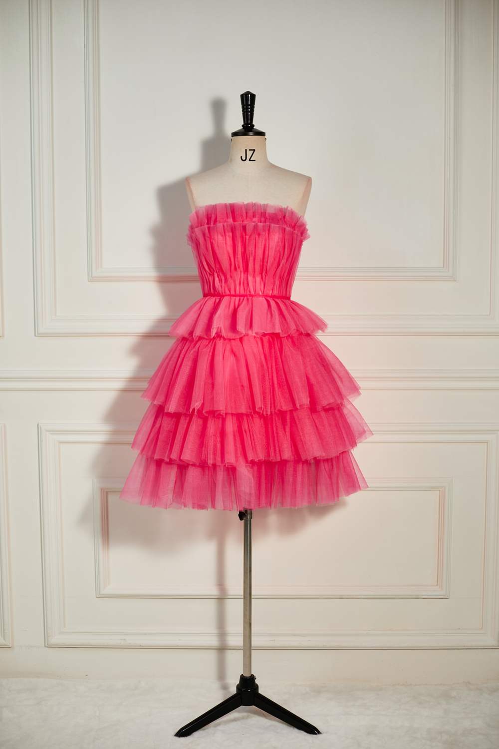 Watermelon Strapless Multi-Layers A-line Tulle Homecoming Dress