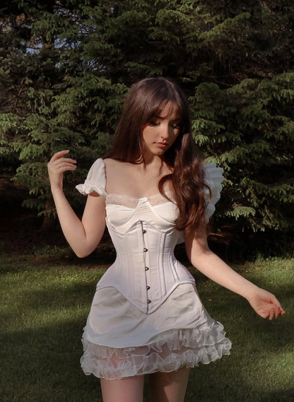 Cute A Line Puff Sleeve Tulle Satin Homecoming Dress Outfits SH3910