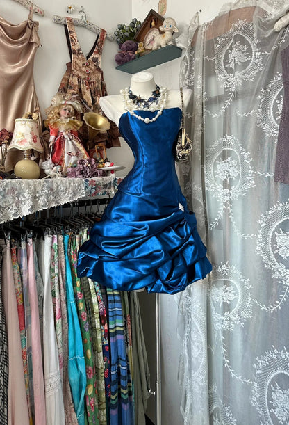 Charming Homecoming Dress Strapless Pleated Cascade Prom Dress Back to School Outfits Party Dress  D6188