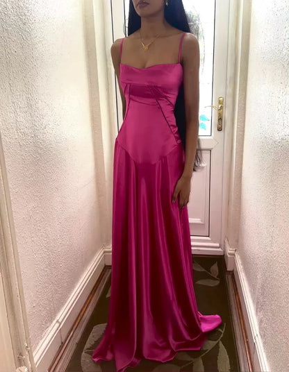 Simple Brown Spaghetti Straps A Line Prom Dress Party Dress SH1379