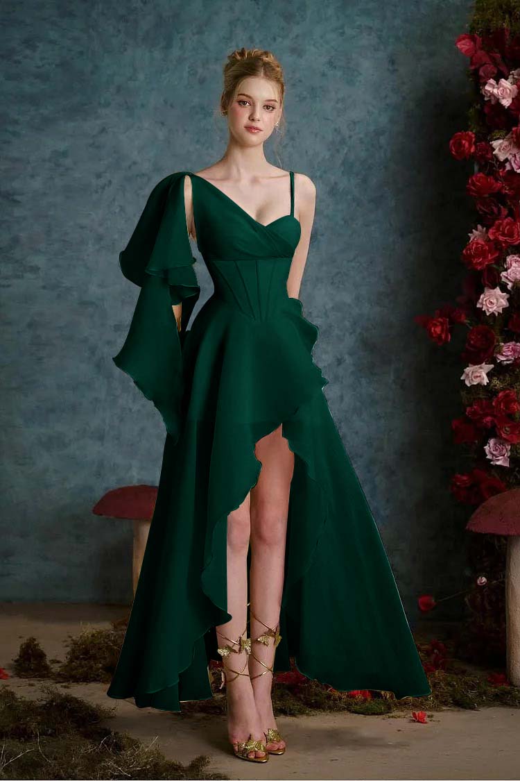 Sleeveless One Straps Sweetheart Long Slit Prom Dress With Slit