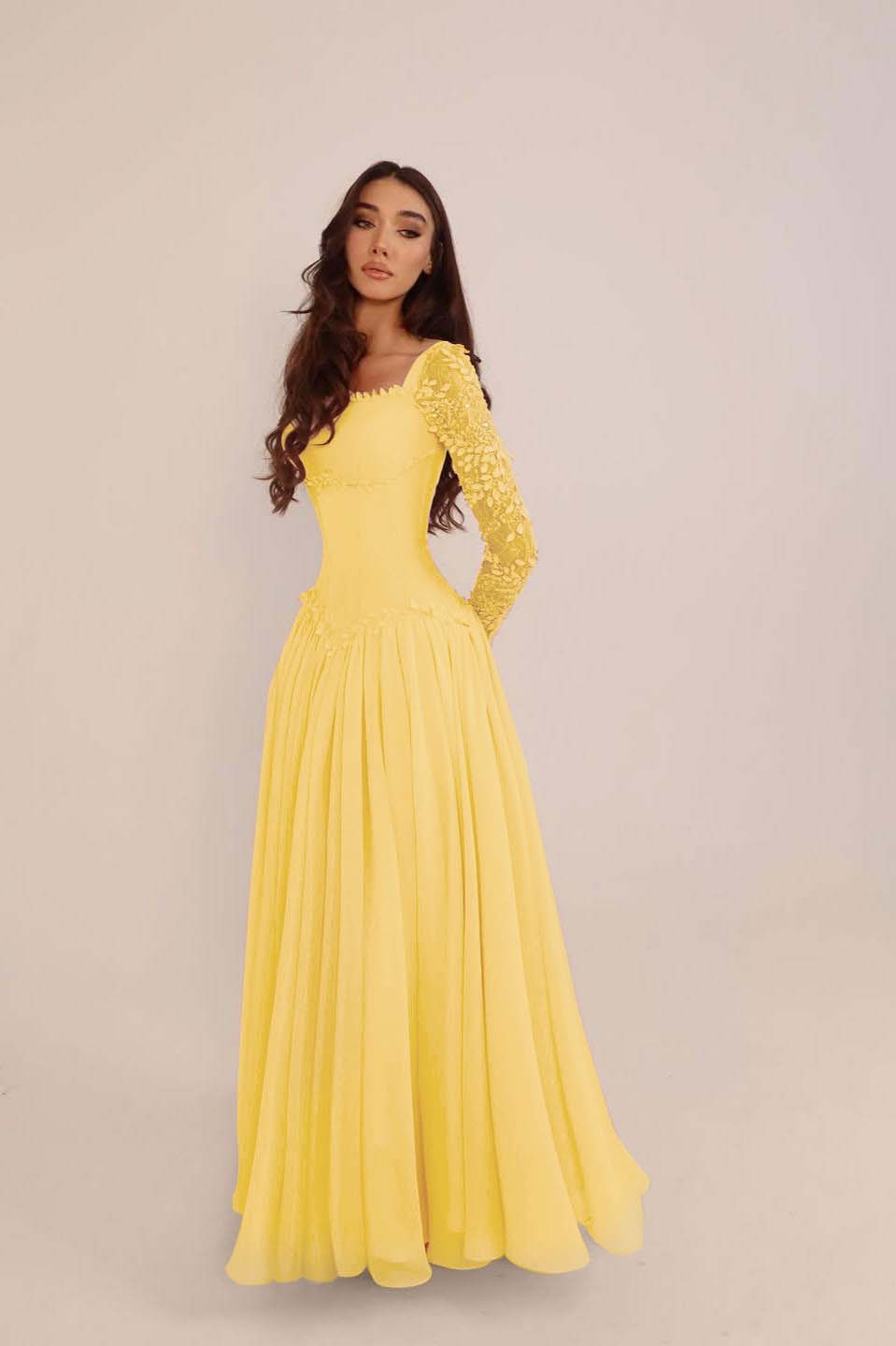 Glamorous Candy Pink Chiffon Long Sleeves Long Evening Dress With Sequins