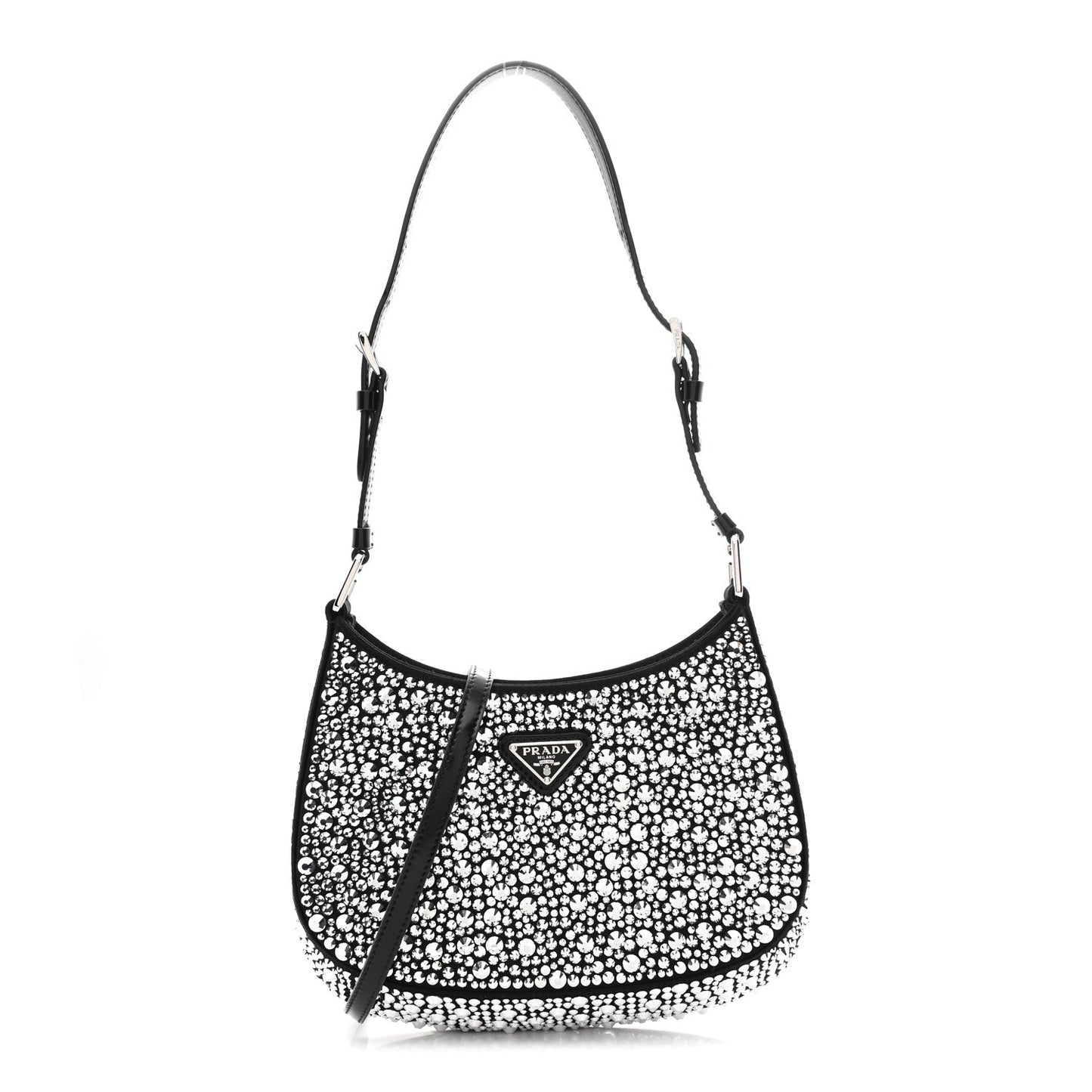 Satin Crystal Cleo Adjustable Strap Shoulder Bag Metal