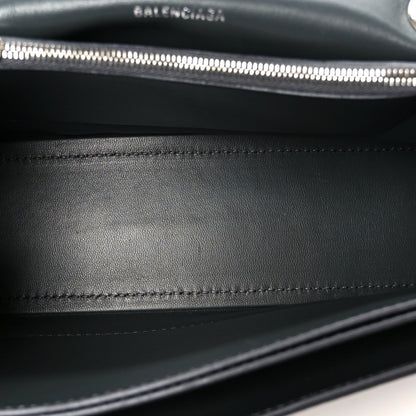 Metallic Crushed Calfskin Quilted Small Crush Chain Bag Steel Grey