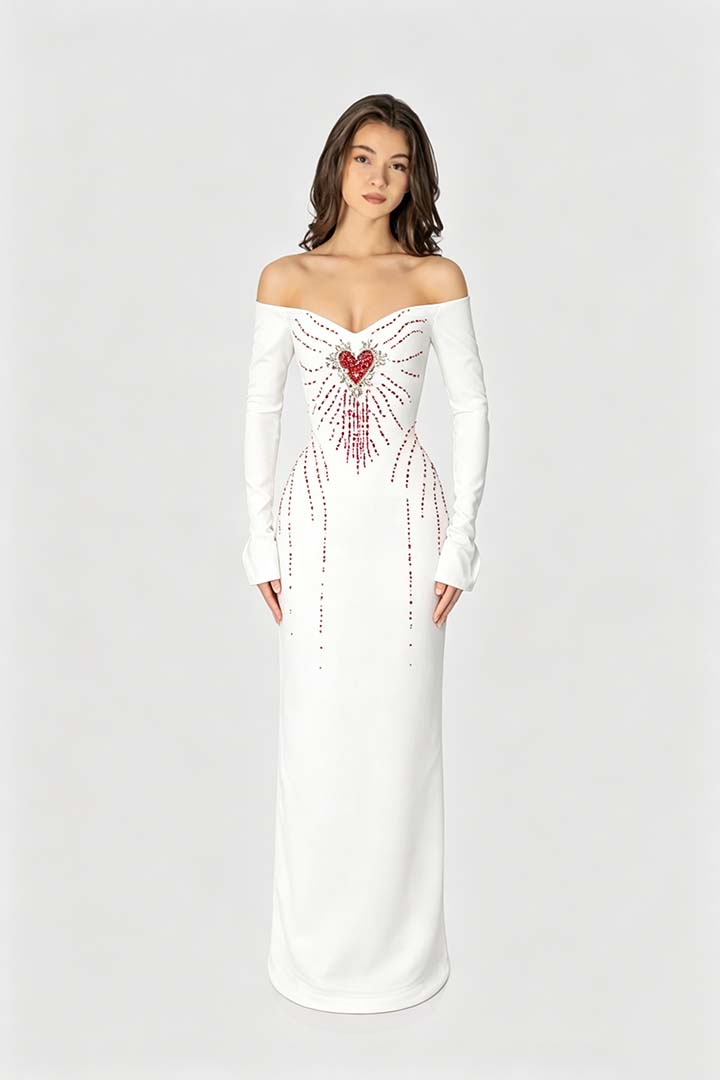 Enchanting Black Velvet Long Sleeves Strapless Evening Dress with Rhinestone