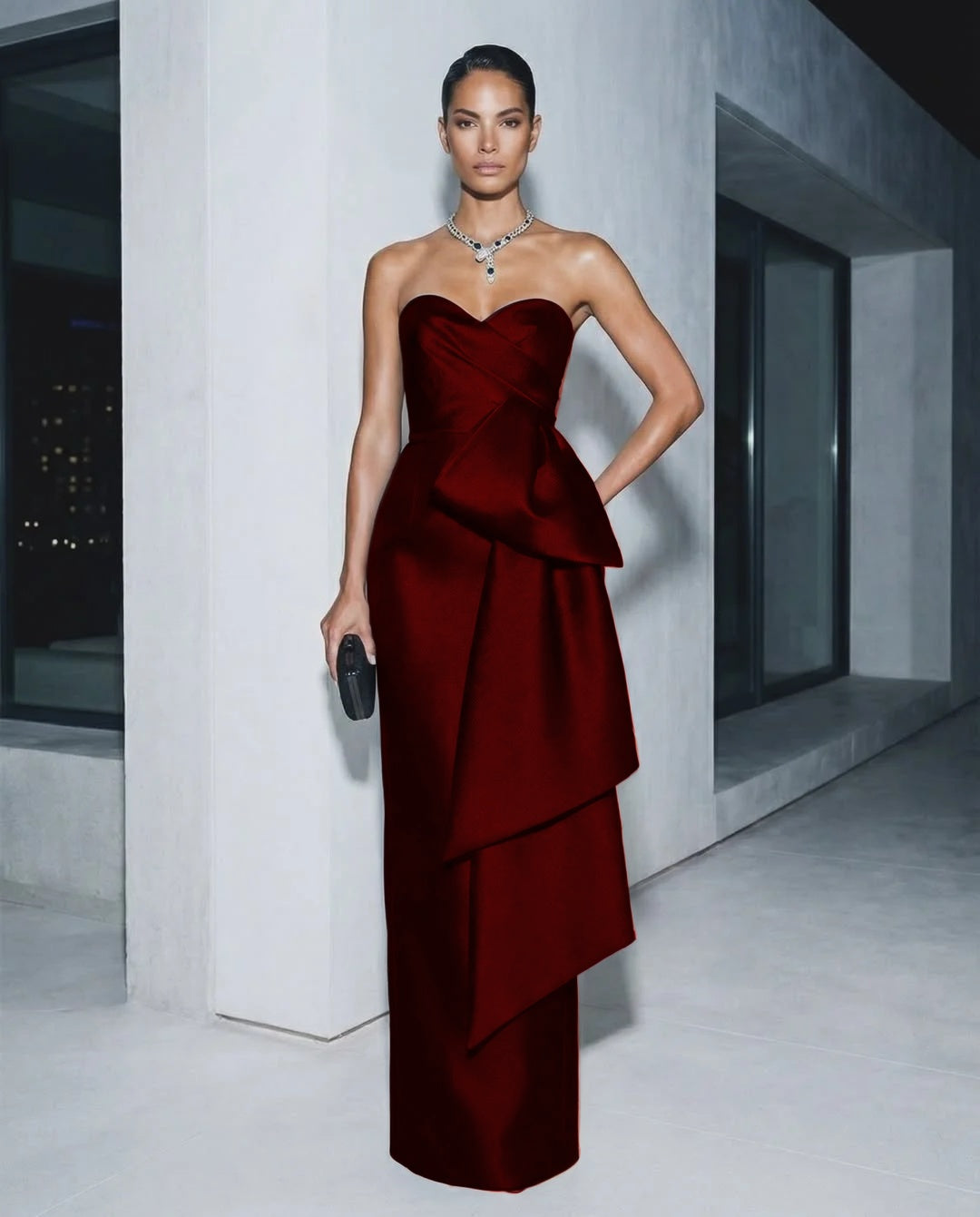 Elegant Sweetheart Sleeveless Evening Dress Floor Length Sheath