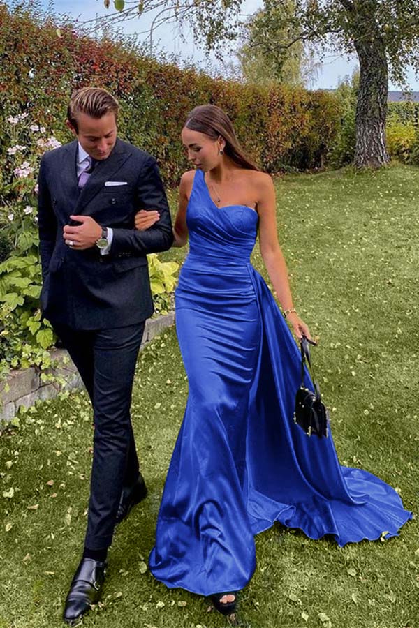 One Shoulder Green Prom Dress Long