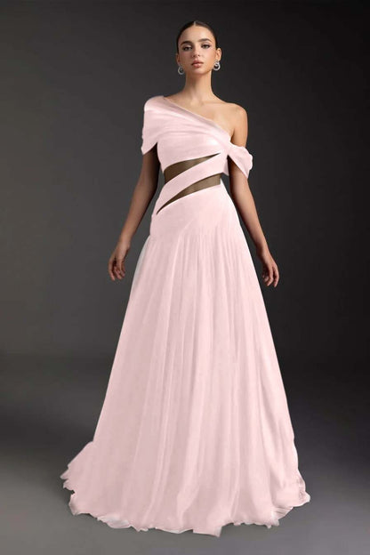 SleevelessOff-Shoulder A-Line Prom Dress