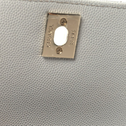 Caviar Quilted Mini Coco Handle Flap Light Grey