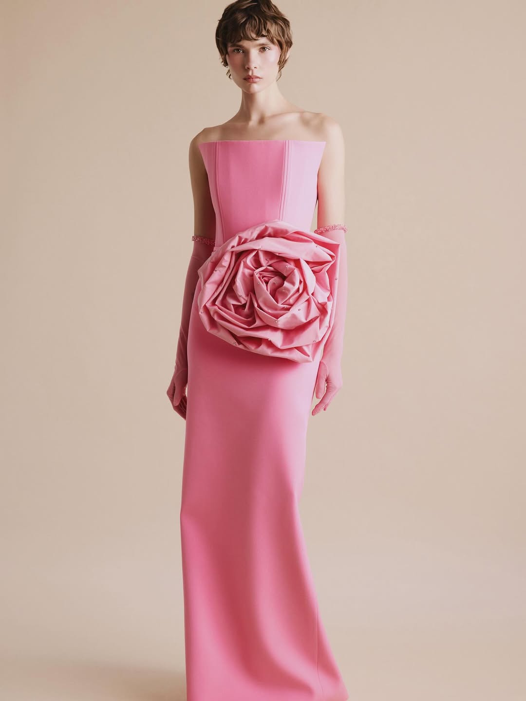 Sleeveless Square Mermaid Handmade Flower Long Prom Dress With Gloves