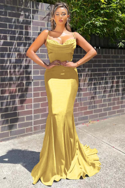 Long Spaghetti-Straps Mermaid Prom Dress