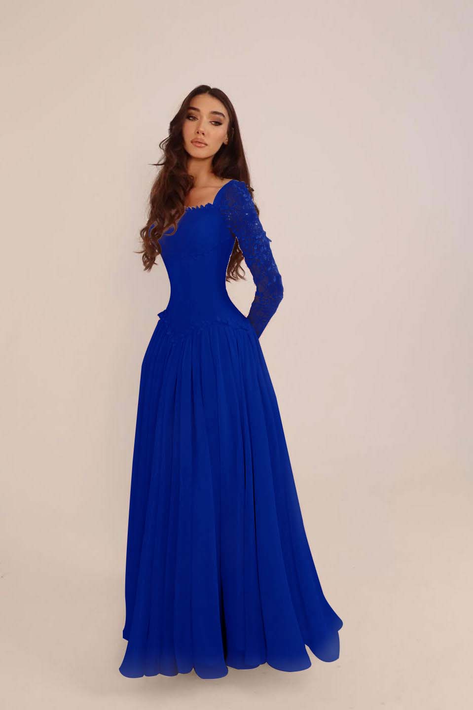 Glamorous Candy Pink Chiffon Long Sleeves Long Evening Dress With Sequins