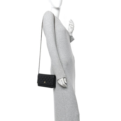 Caviar Quilted Wallet On Chain WOC Black