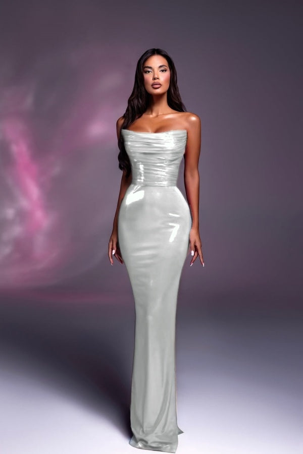 Fuchsia Strapless Long Prom Dress Mermaid Sleeveless