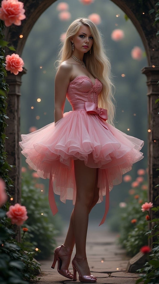 Pretty A Line Sweetheart Neck Pink Lace Organza Homecoming Dress Birthday Dress SH3796
