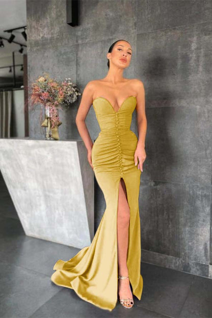 Purple Sweetheart Sleeveless Prom Dress Mermaid With Slit