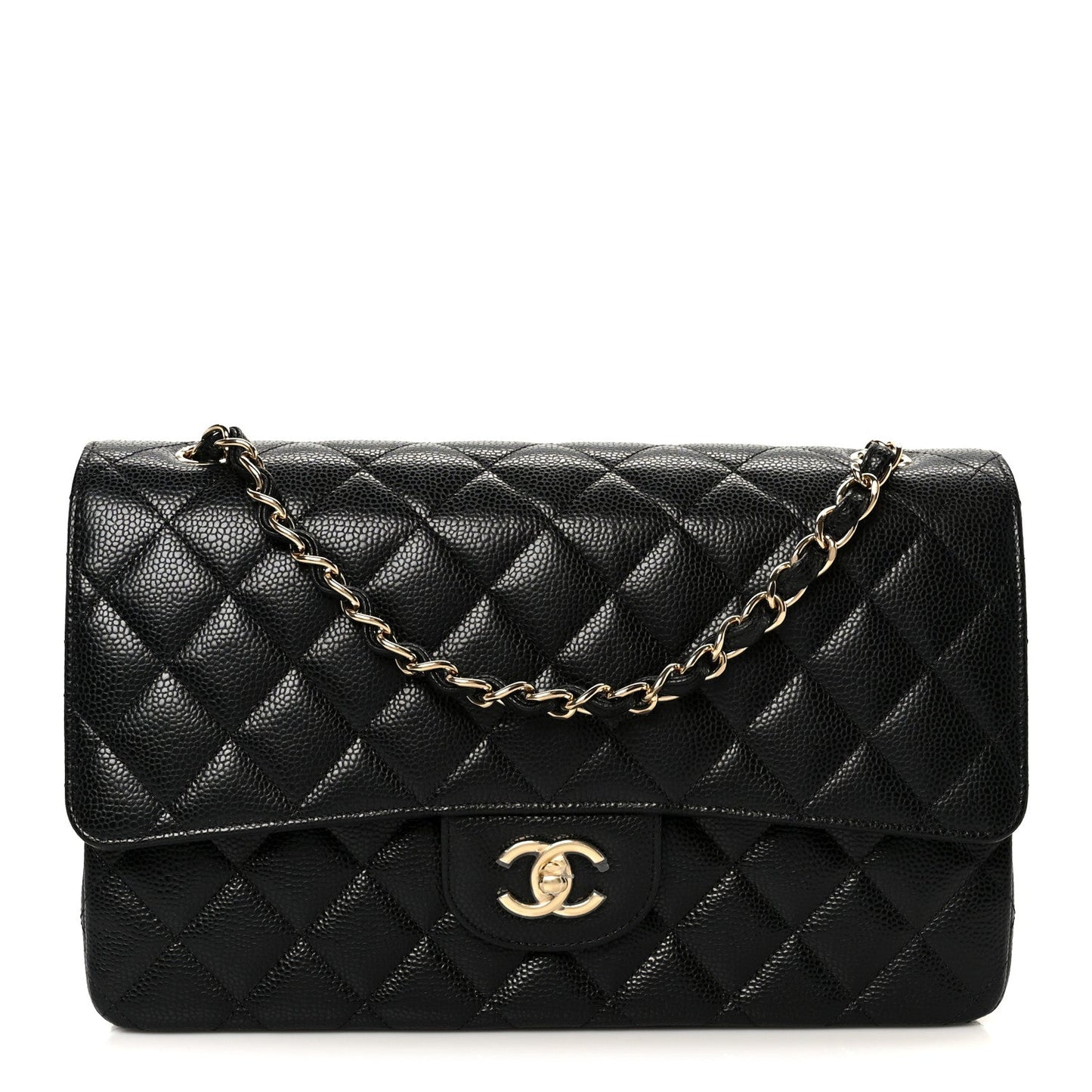 Caviar Quilted Jumbo Double Flap Black