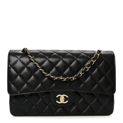 Caviar Quilted Jumbo Double Flap Black