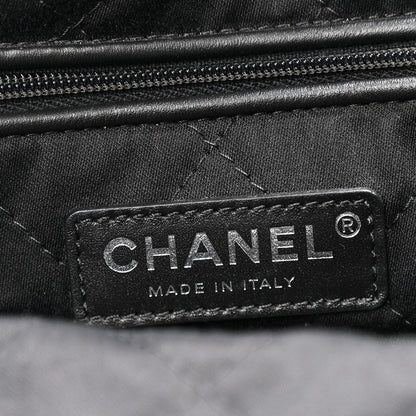 Denim Quilted Floral Print Small Chanel 22 Black