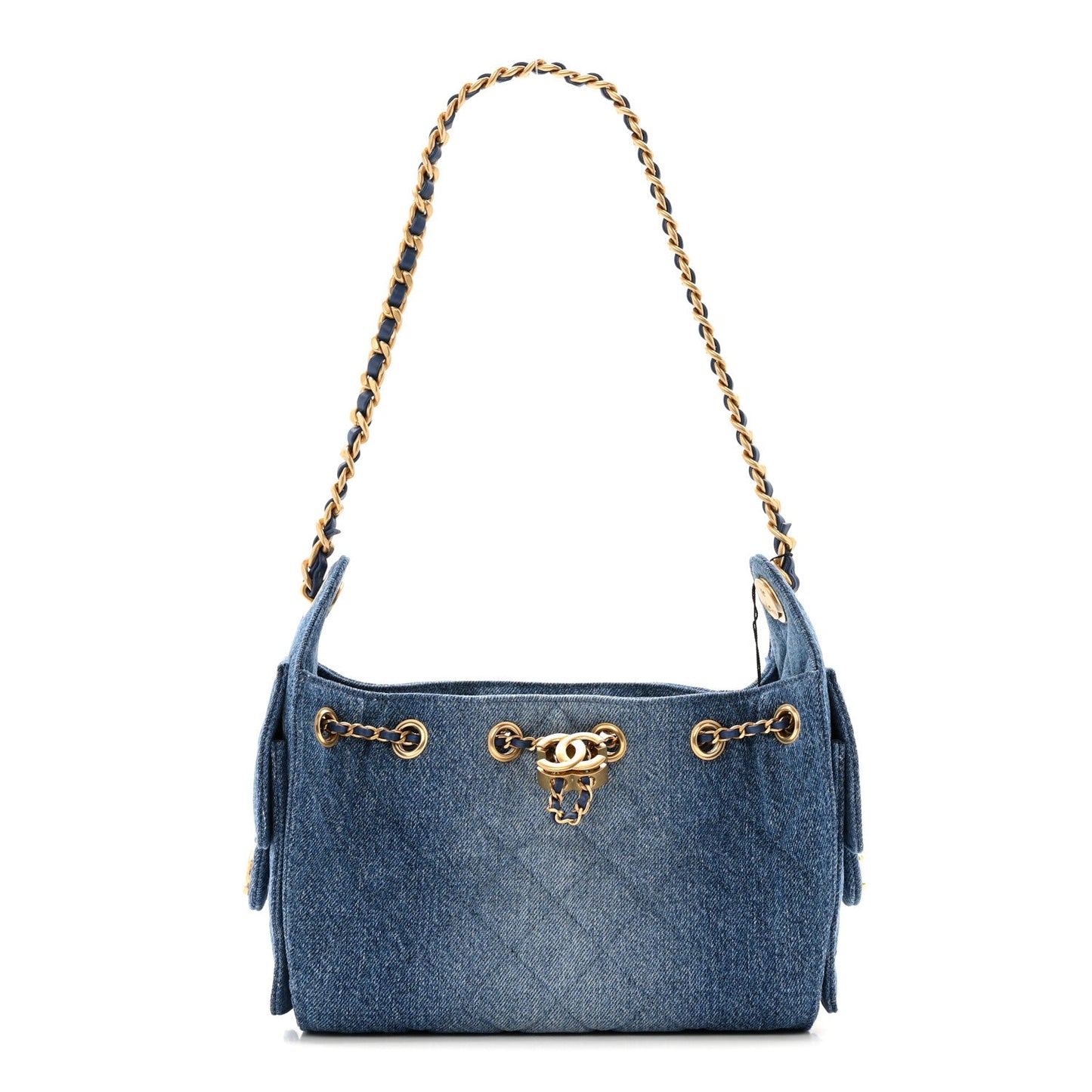 Washed Denim Quilted Mini Chanel 25 Handbag Blue