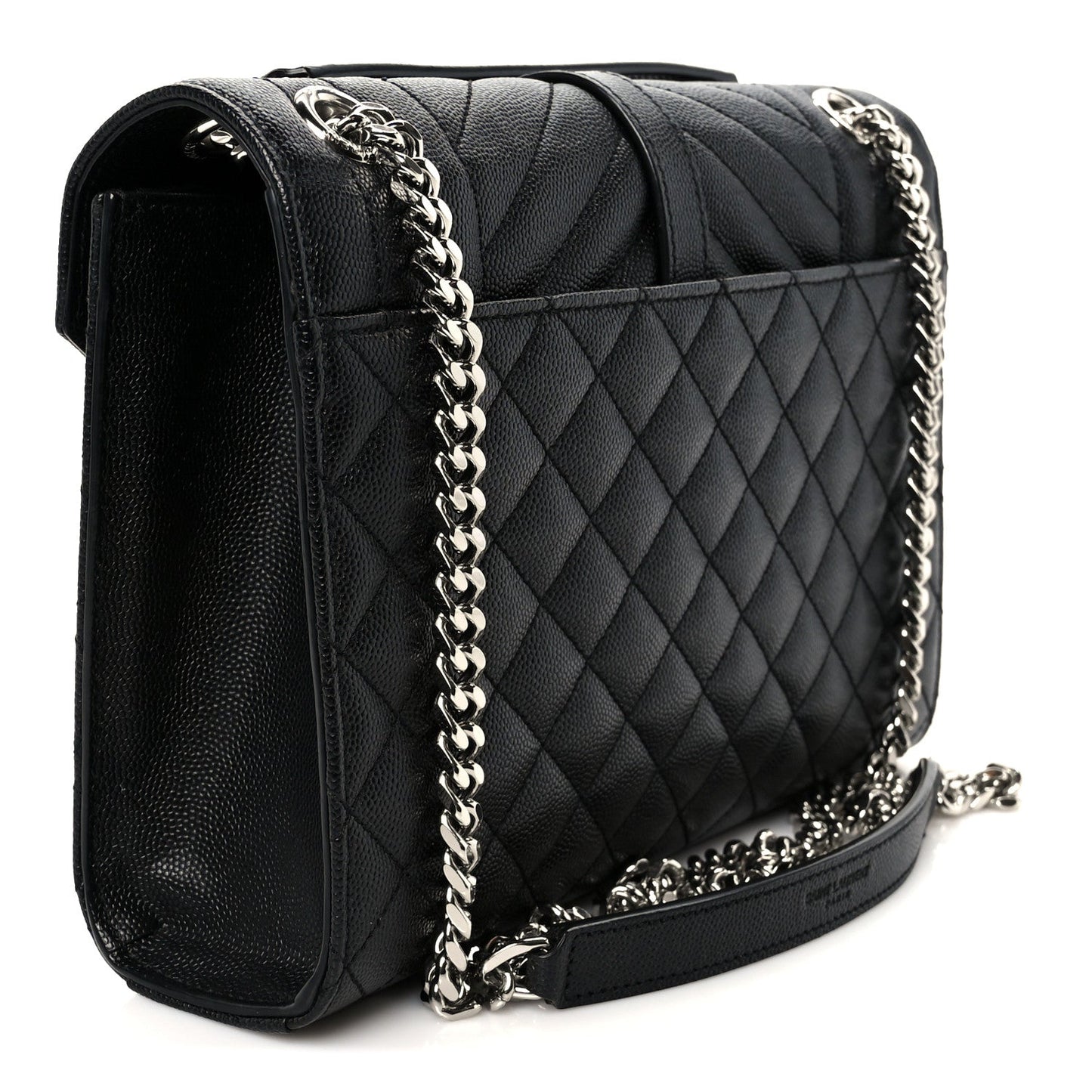 Grain De Poudre Textured Mixed Matelasse Triquilt Medium Monogram Satchel Black
