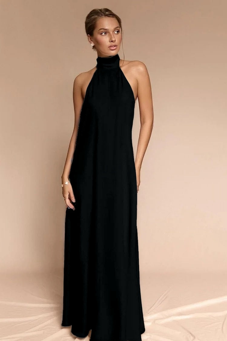 Stunning Halter Backless Sleeveless Long Prom Dress With Pleated