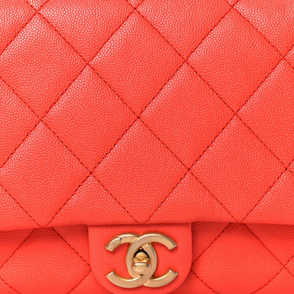 Caviar Quilted CC Melody Single Flap Orange