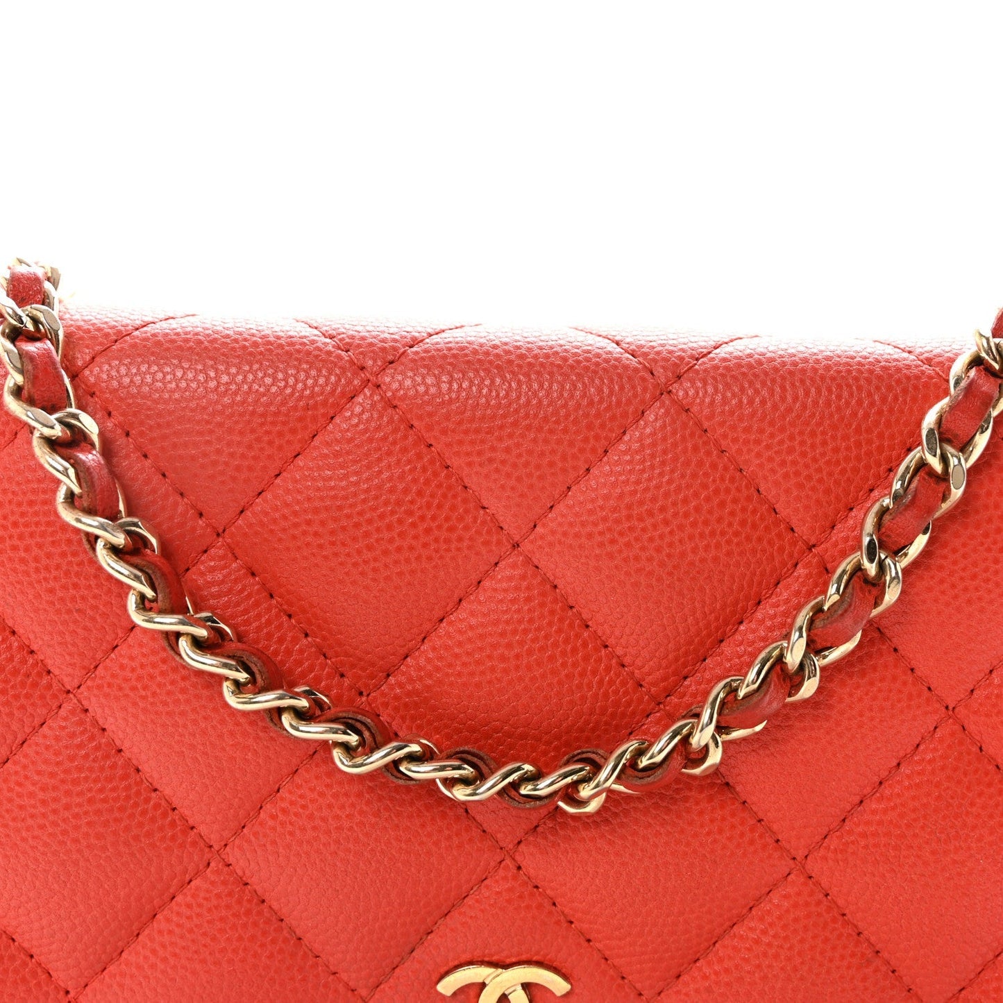 Caviar Quilted Wallet On Chain WOC Red