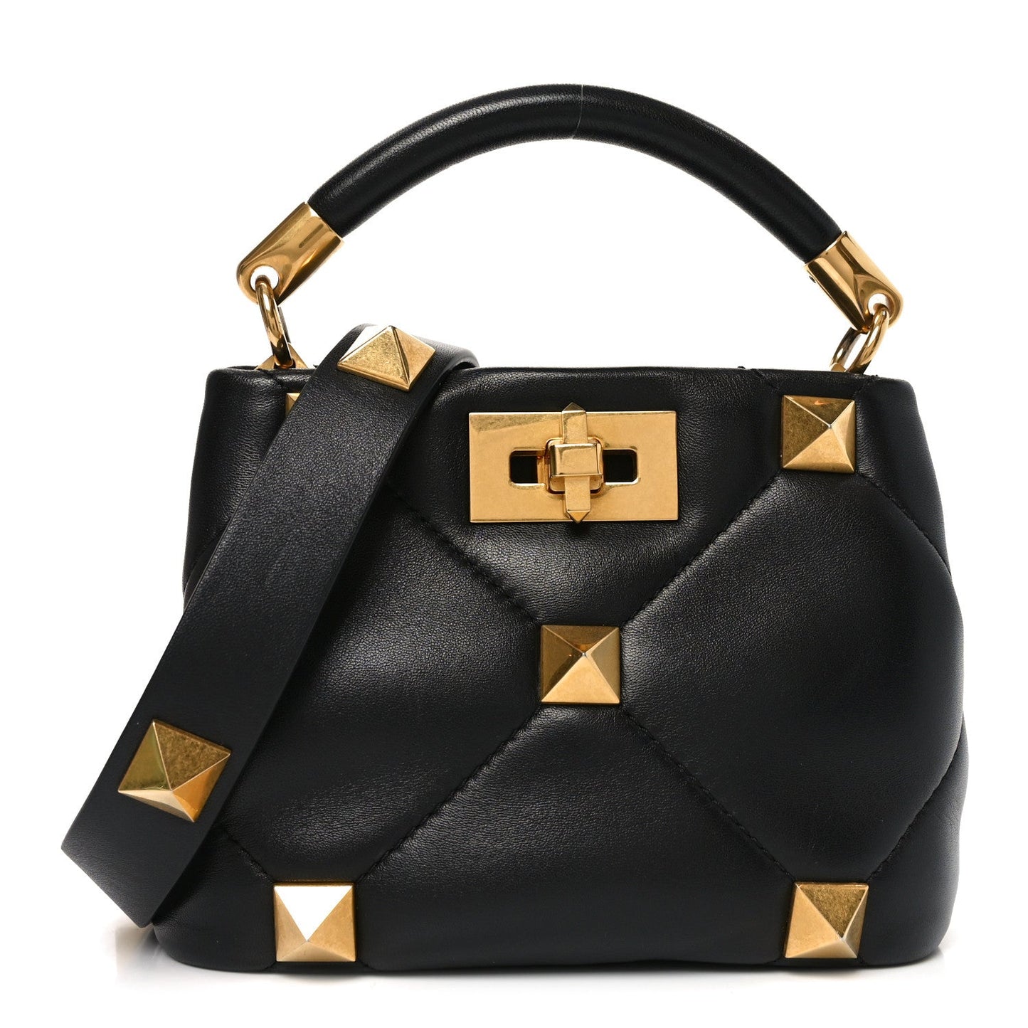 Nappa Mini Roman Stud The Handle Bag Black