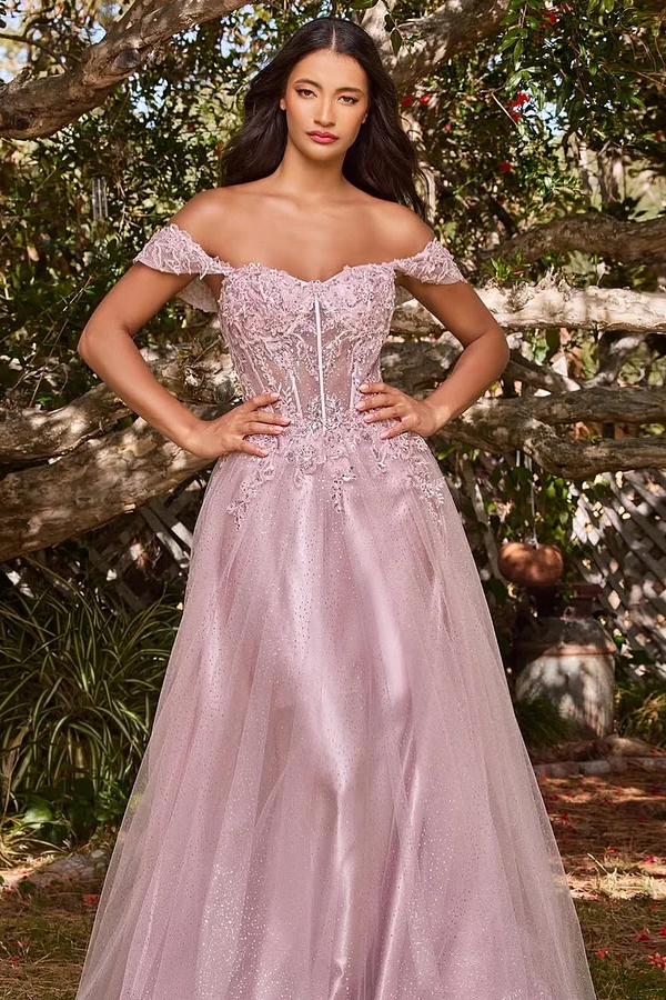 Pink Sleeveless Strapless Off-Shoulders Sweetheart Embroidery Prom Dress