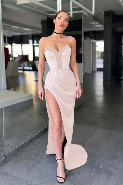 Elegant Sweetheart Mermaid Prom Black Dress With Slit