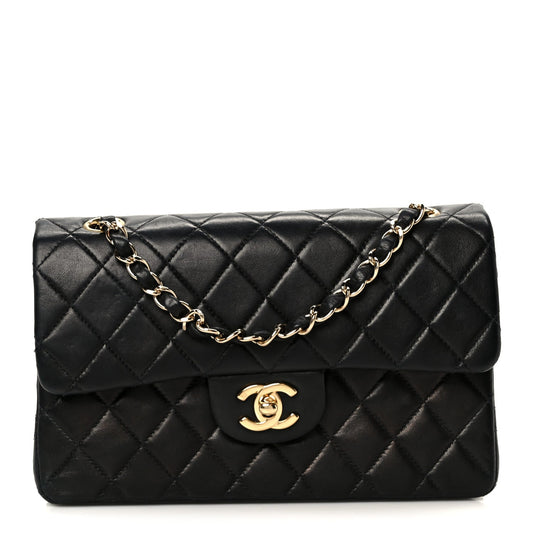 Lambskin Quilted Small Double Flap Black