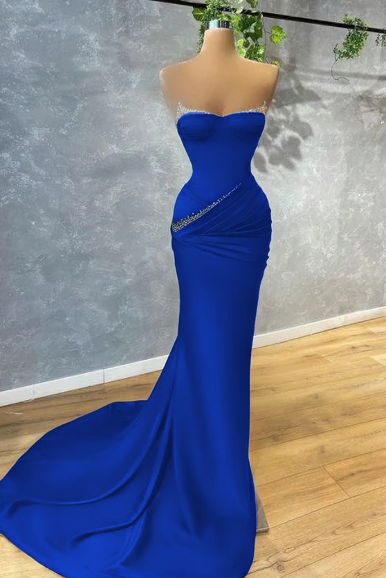 Dark Green Mermaid Prom Dress Strapless With beads
