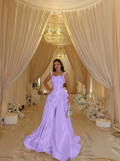 Elegant Pink Sleeveless Wide Straps A Line Beading Embroidery Prom Dress