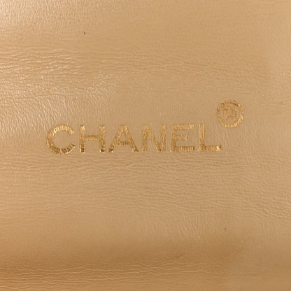Lambskin Ribbon Stitched Flap Beige