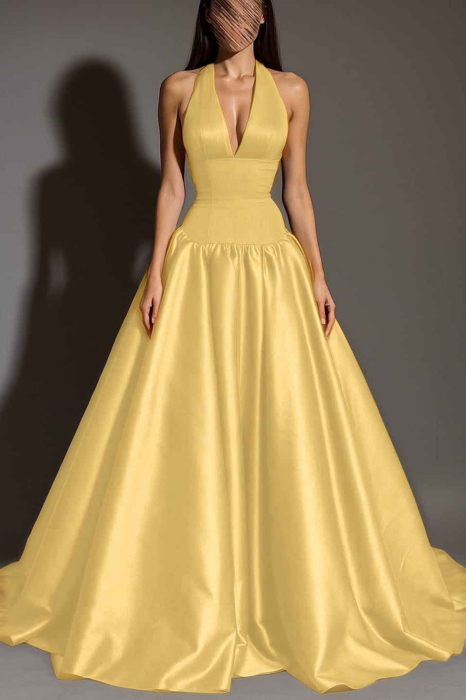 Sexy Sleeveless Halter Straps A-Line Deep V-Neck Long Prom Dress