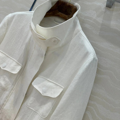 LP CLASSIC STAND-COLLAR LINEN JACKET 265165