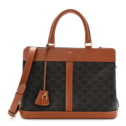 Triomphe Canvas Calfskin Cabas De France Handbag Tan