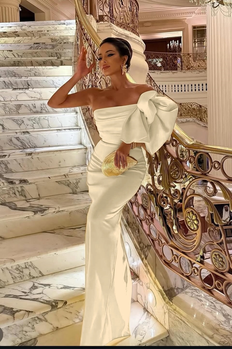 Sleeveless Strapless Mermaid Prom Dress With Bow