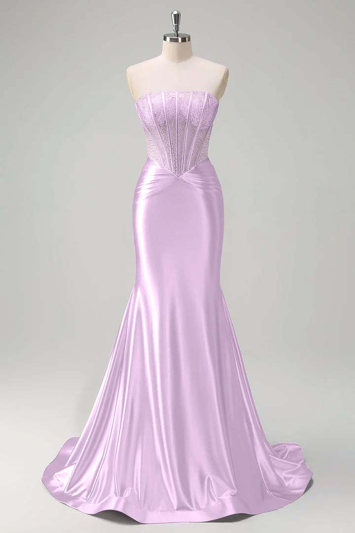 Gorgeous Strapless Sleeveless Mermaid Prom Dress With Beading