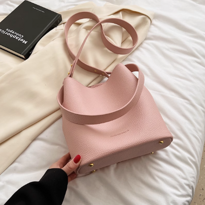 Simple soft leather commuter bucket bag ED0198