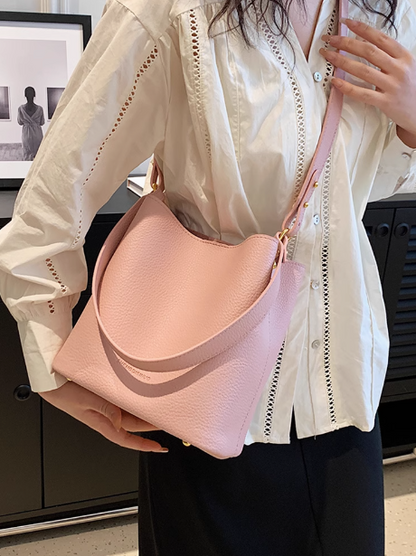 Simple soft leather commuter bucket bag ED0198